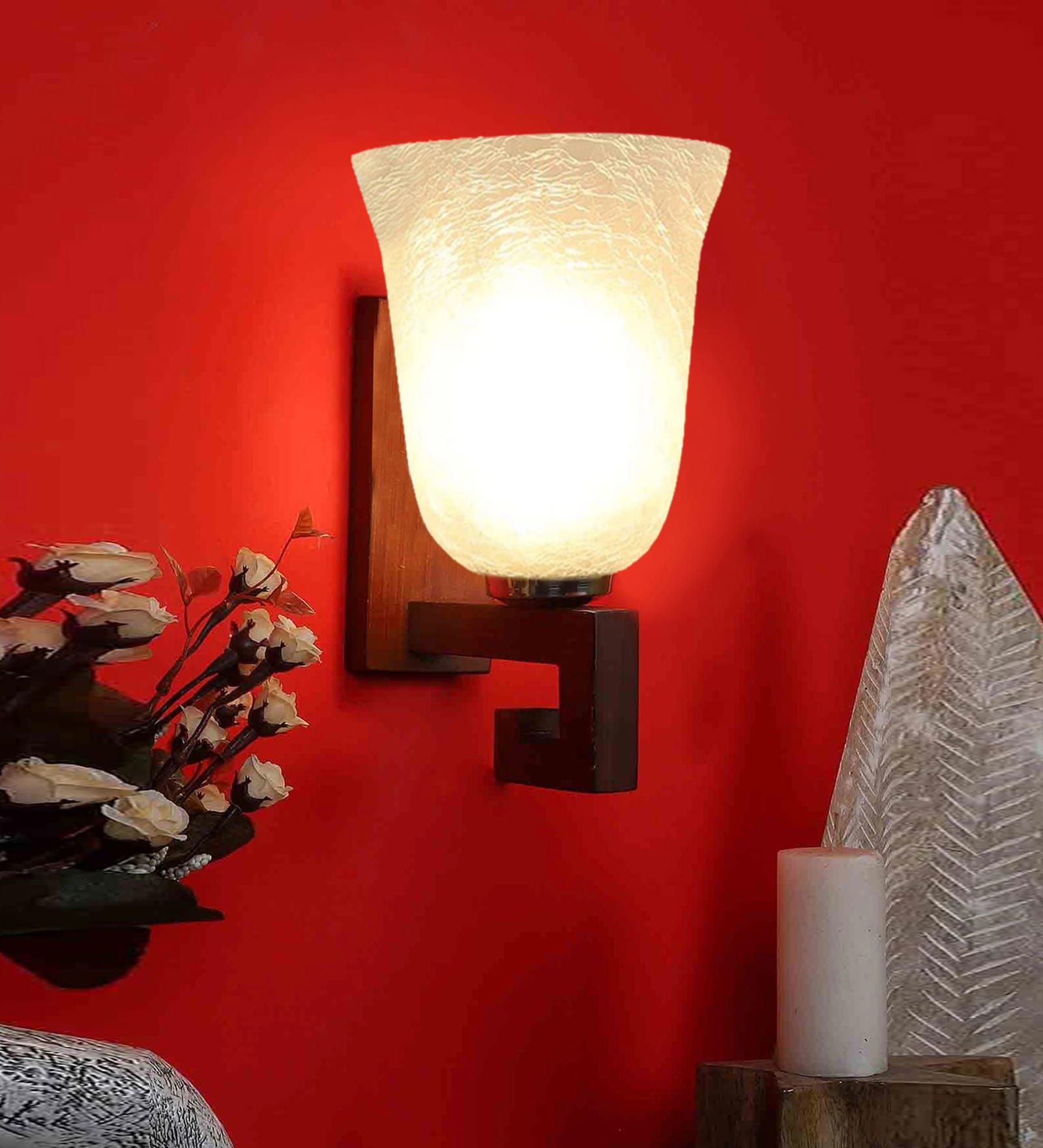 Brown Wooden Wall Lamp