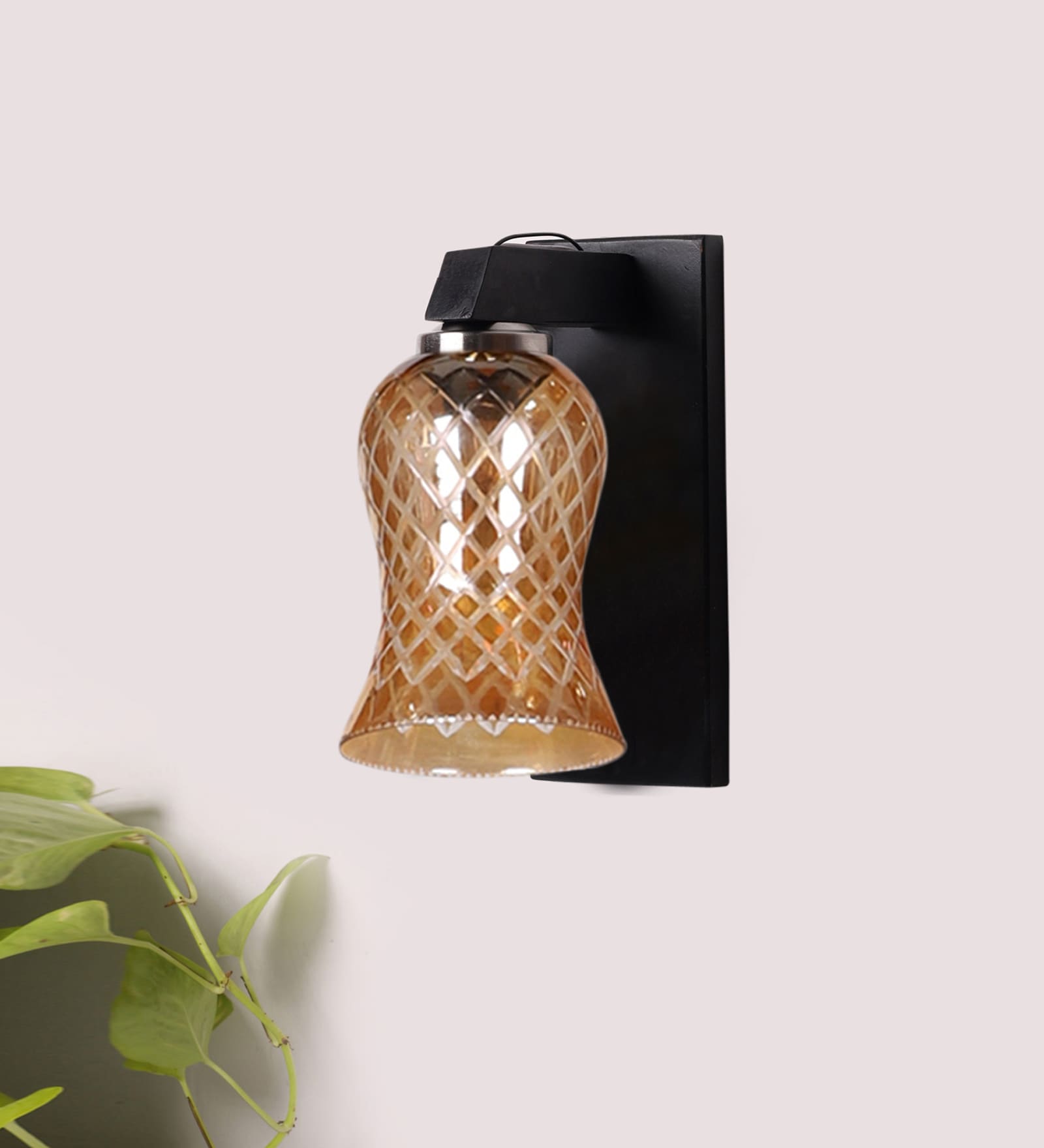 Brown Wooden Wall Lamp