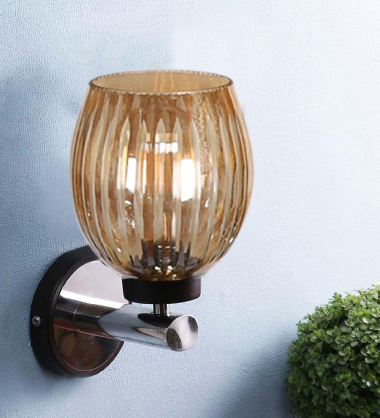 Brown Wooden Wall Lamp