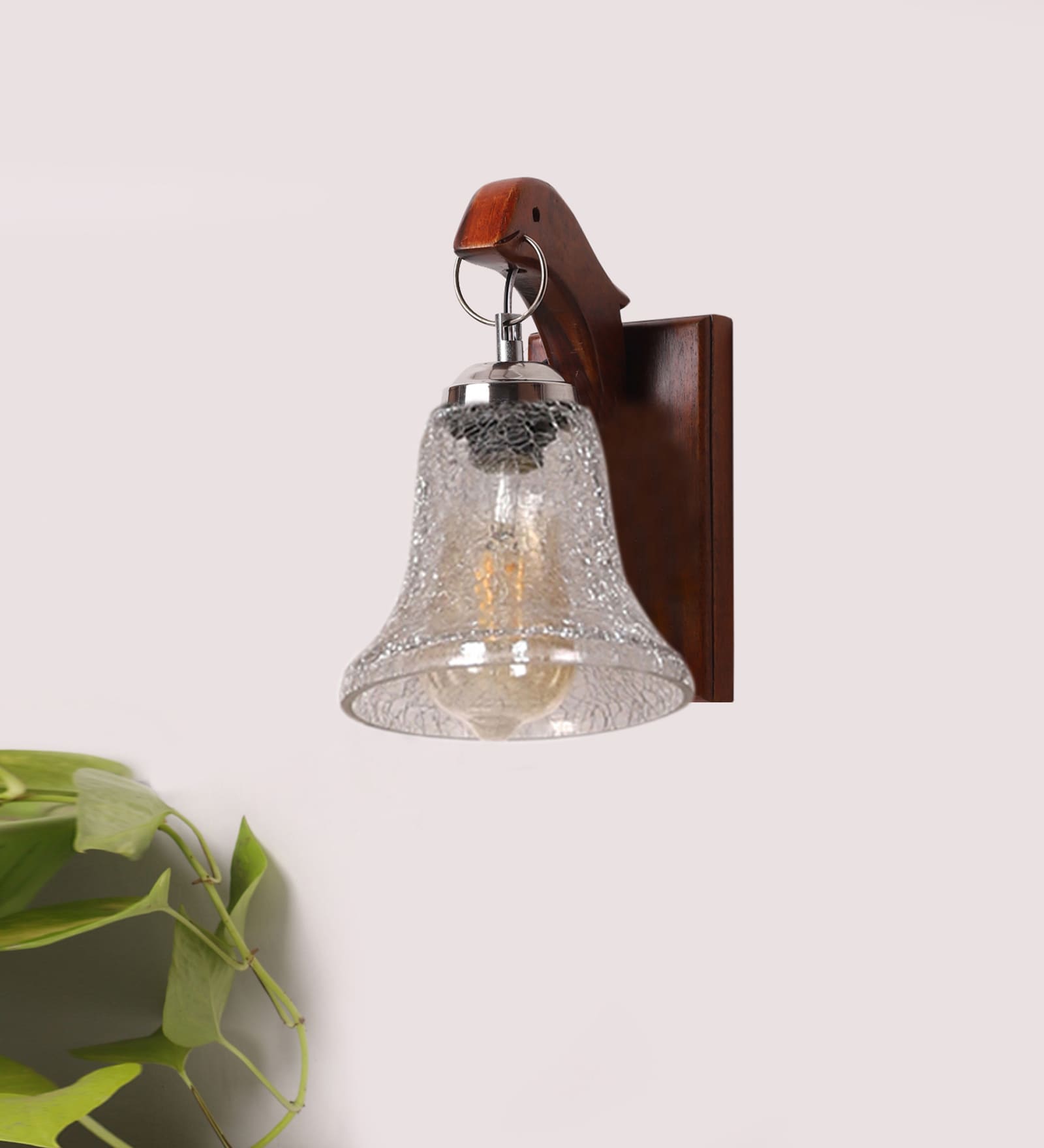 Brown Wooden Wall Lamp