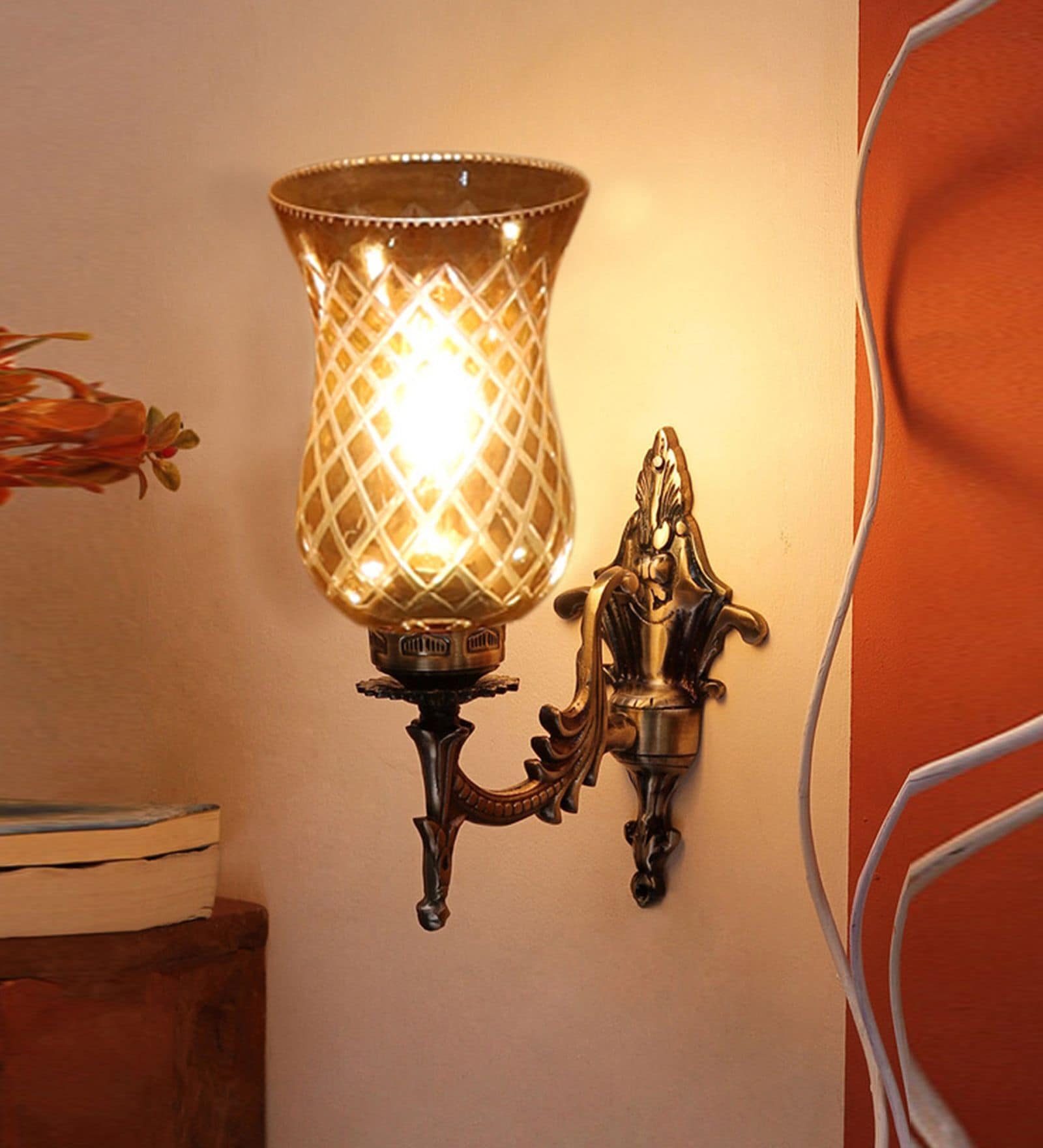 Antique Golden Metal Wall Lamp