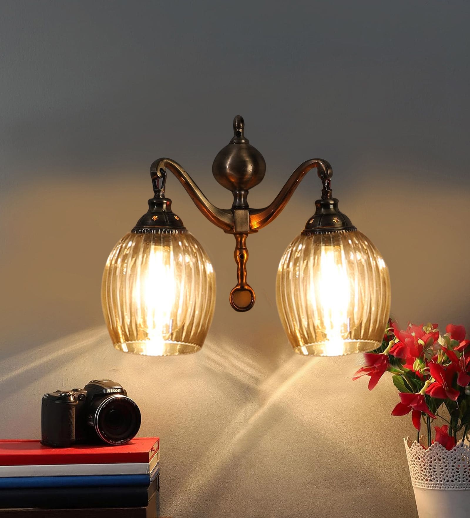Antique Golden Metal Wall Lamp
