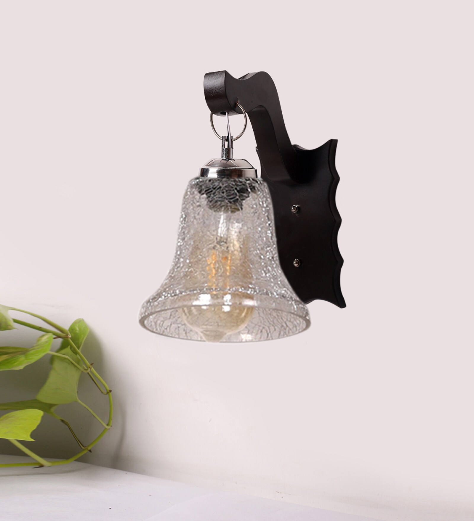 Brown Wooden Wall Lamp