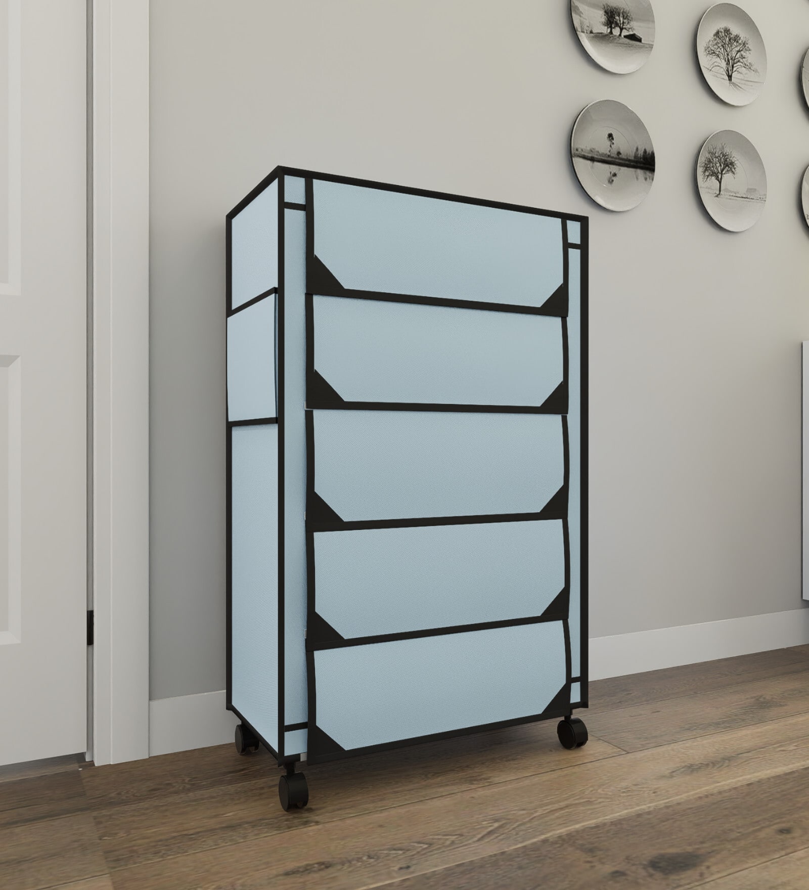 Nexa 5 Tier Shoe Rack With Wheels In Grey Finish