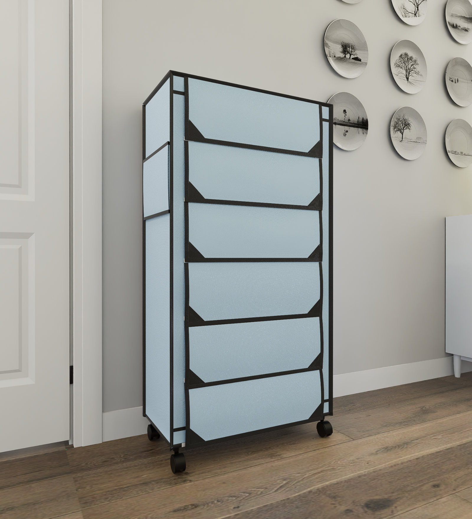 Nexa 6 Tier Shoe Rack With Wheels In Grey Finish