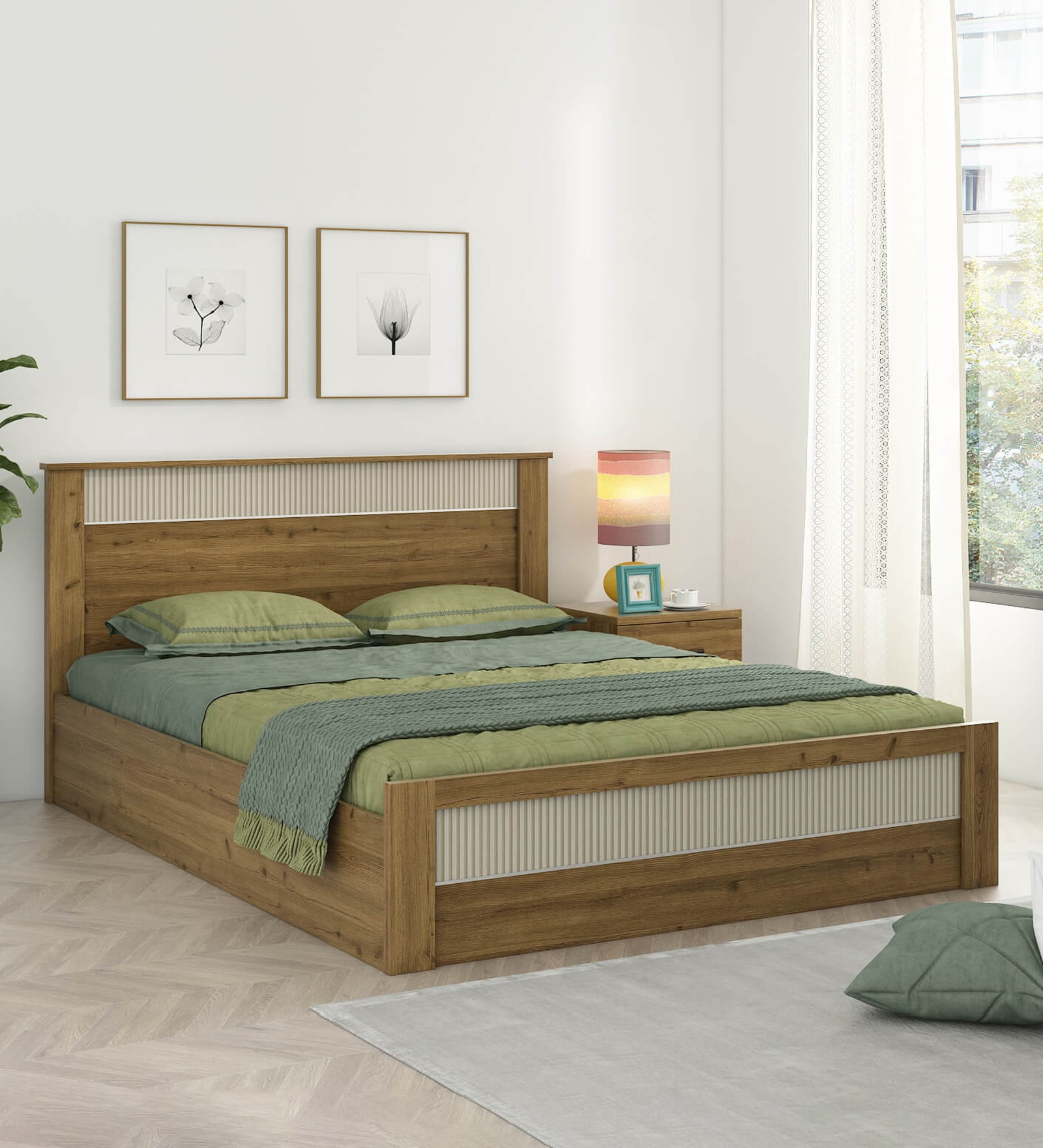 Buy Nexon Queen Size Bed in Classic Oak Melamine Finish at 24% OFF by ...