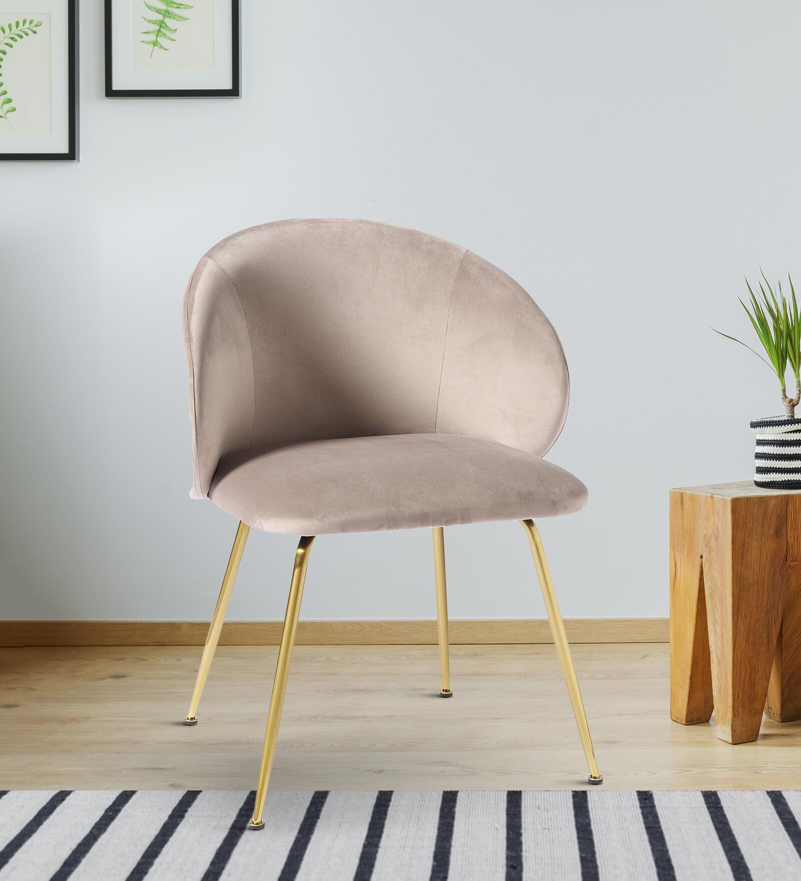 Nexses Velvet Dining Chair In Beige Colour
