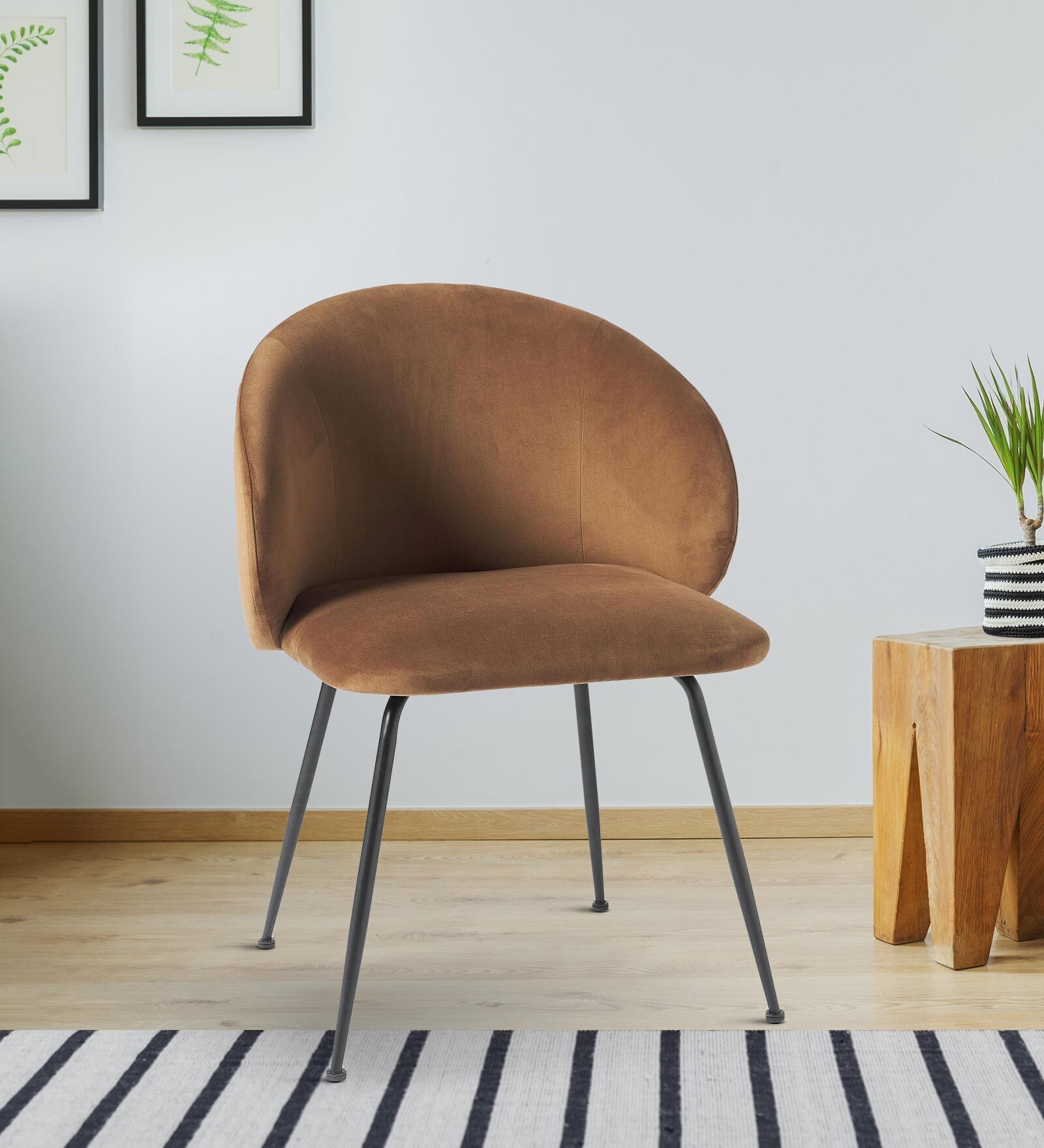 Nexses Velvet Dining Chair In Brown Colour