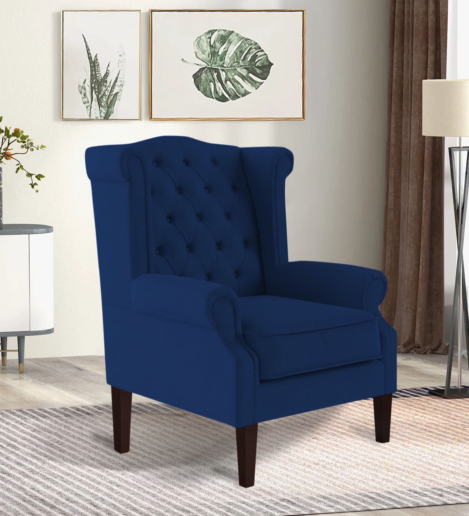 Buy Neyub Fabric Wing Chair In Royal Blue Colour At Off By Febonic Pepperfry