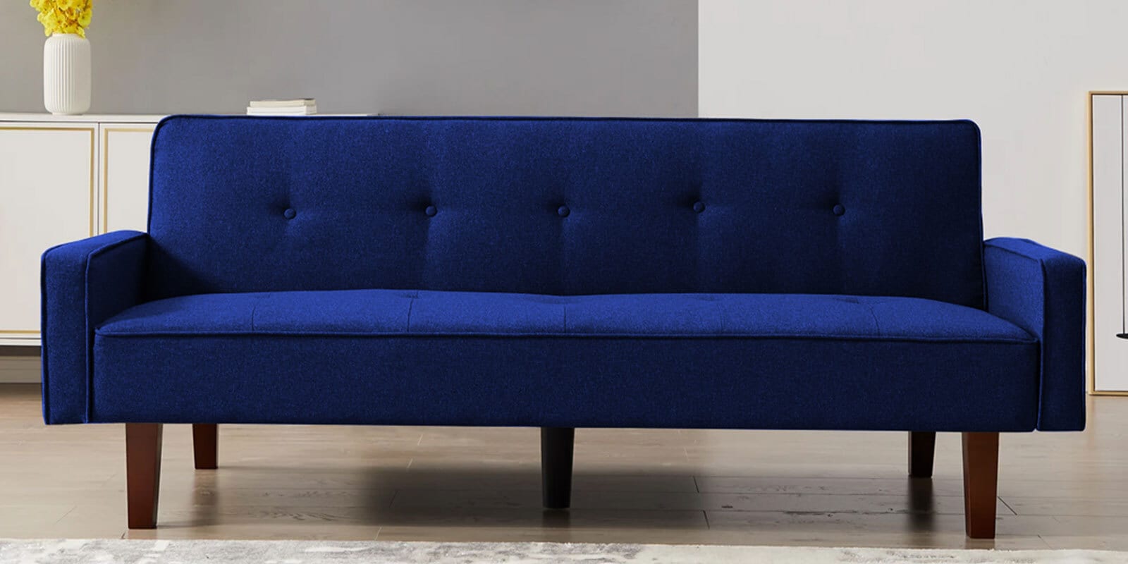 Nebia Fabric 3 Seater Convertible Sofa Cum Bed In Royal Blue Colour