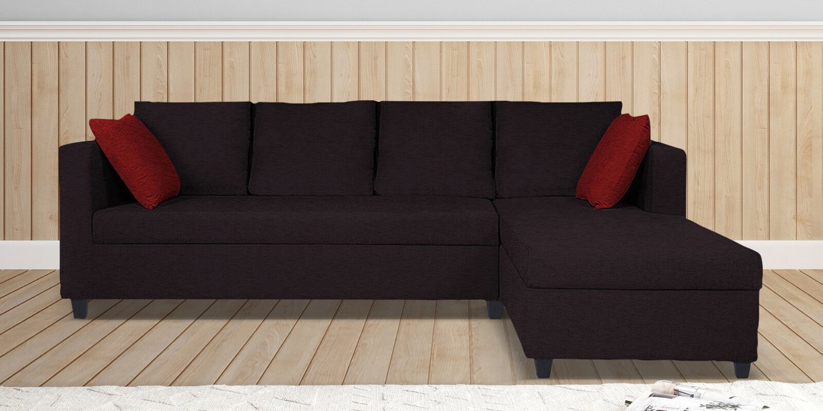 Nebula Fabric LHS Sectional Sofa in Coffee Brown Colour