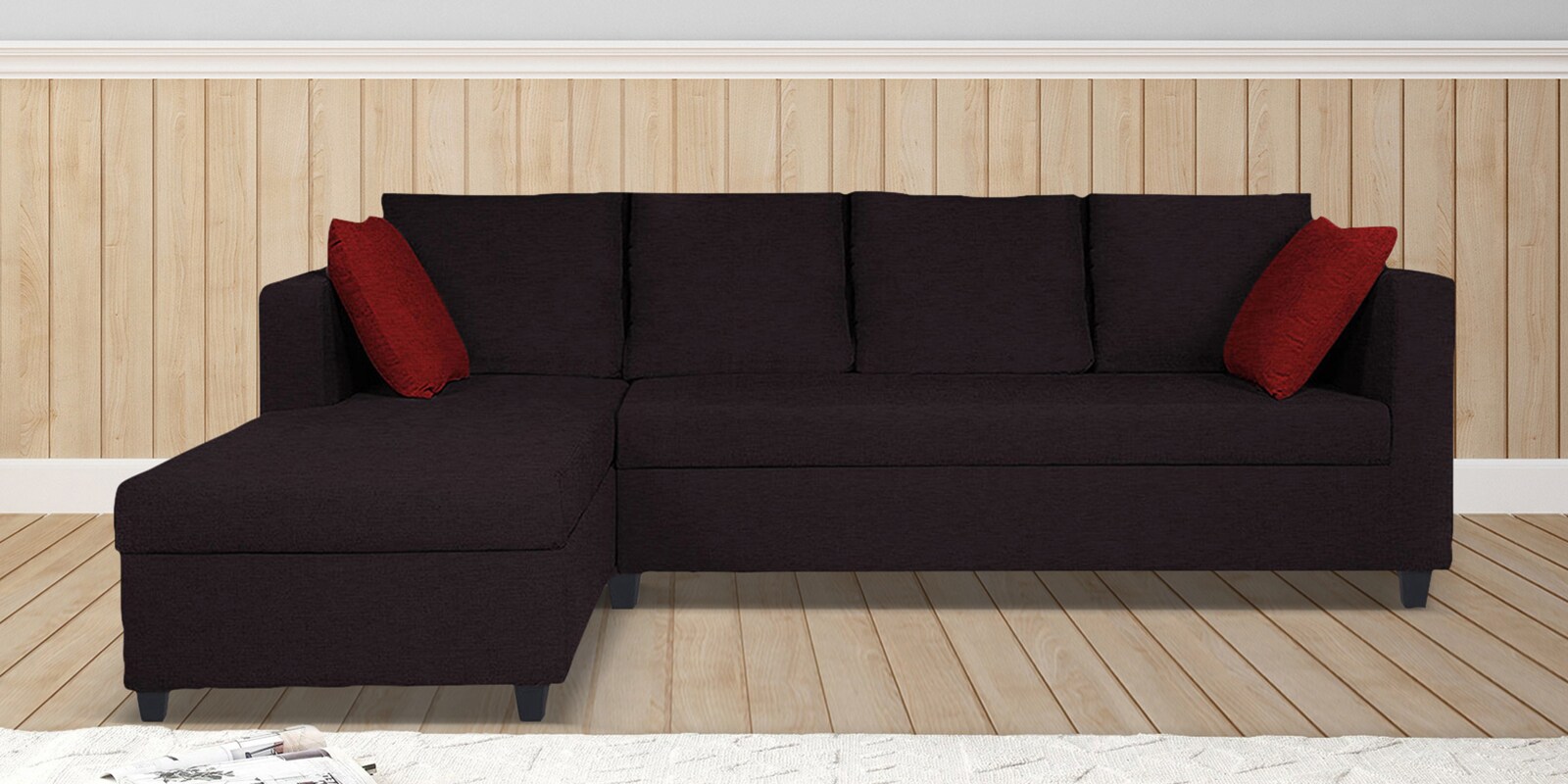 Nebula Fabric RHS Sectional Sofa in Coffee Brown Colour