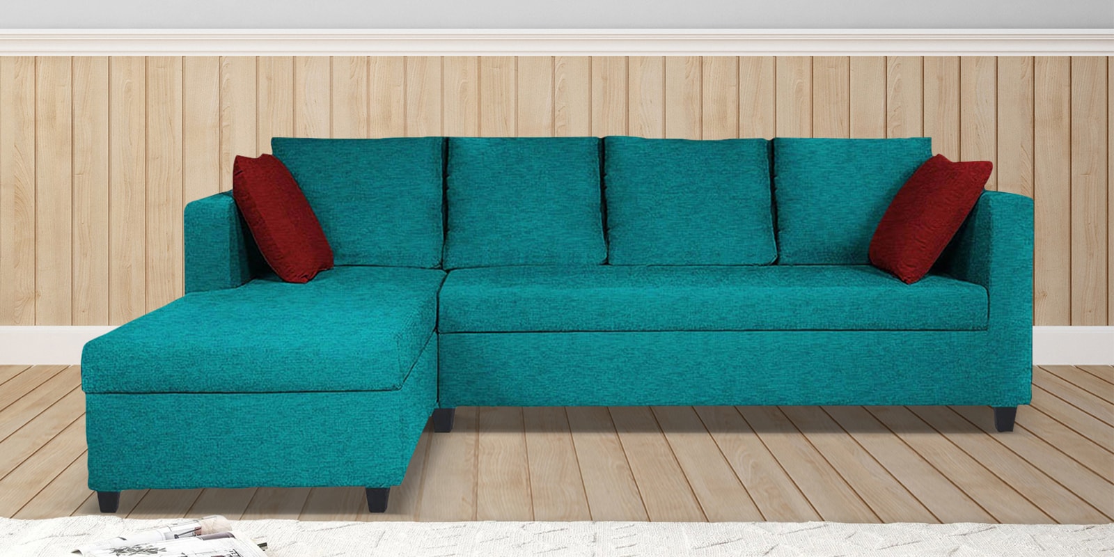 Nebula Fabric RHS Sectional Sofa in Sea Green Colour