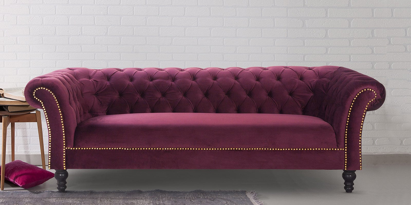 Buy Nevada 3 Seater Sofa in Wine Colour at 10% OFF by Amberville from ...