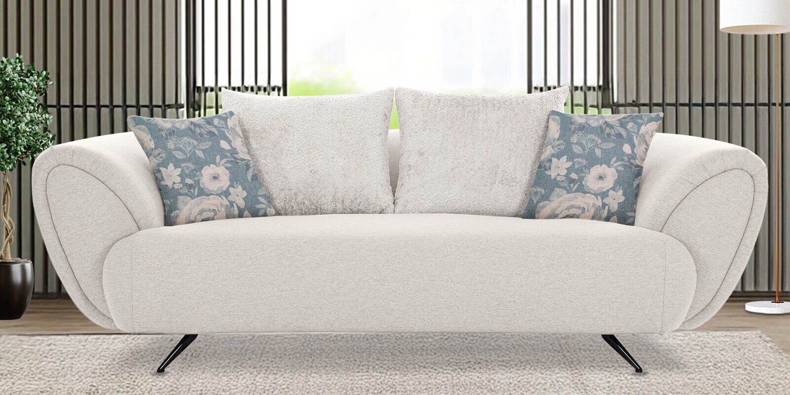 New Jersey Boucle Fabric 3 Seater Sofa in Ivory Colour