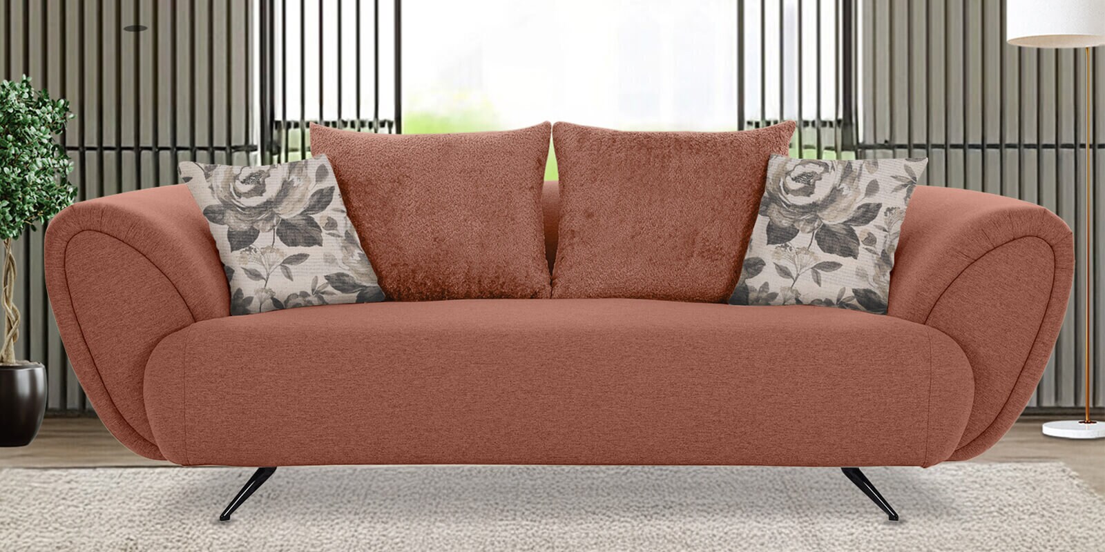 New Jersey Boucle Fabric 3 Seater Sofa in Rust Colour