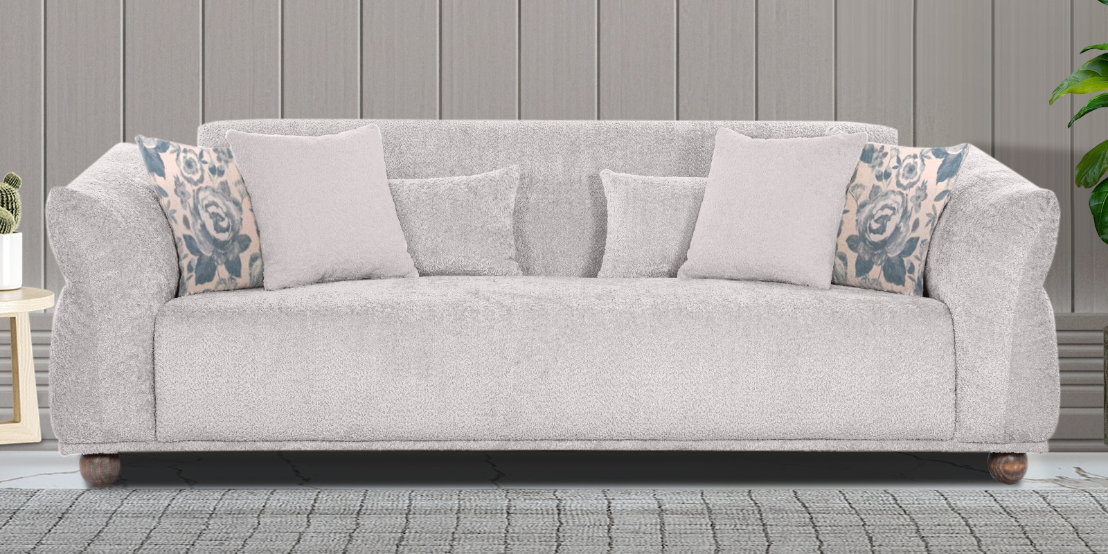 Newport Boucle Fabric 3 Seater Sofa in Silver Colour
