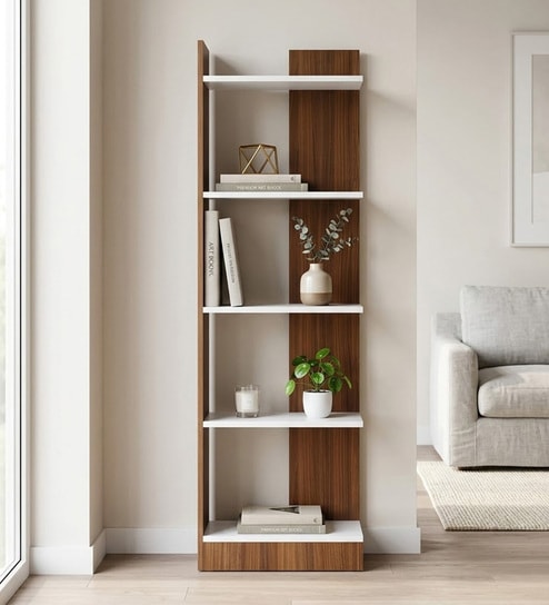 Neil Book Case In Classic Walnut And White Colour
