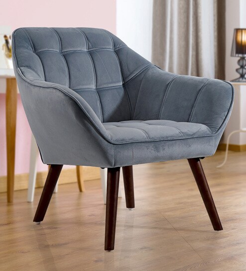 Nelia Fabric Chair In Light Blue Colour By Evok