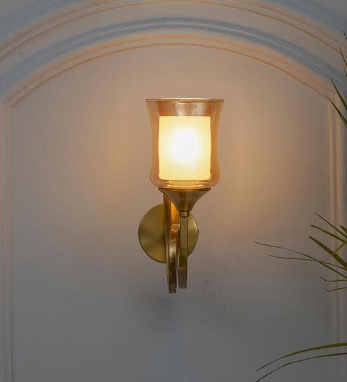 Nena Metal & Glass Wall Light (Amber)
