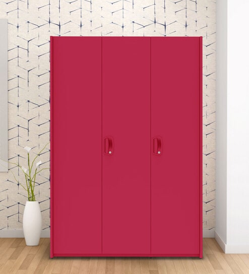 Neolite 3 Door Almirah in Blush Red Colour