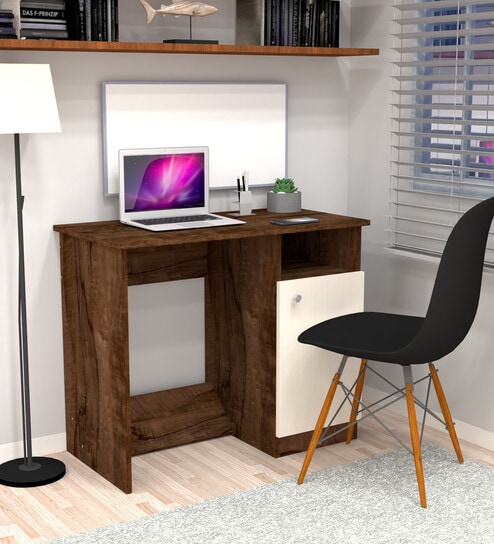 Nero Multipurpose, Computer Desk for Home/Office, Writing Table, Sturdy Small Desks for Small Spaces in Highland Pine & Cochwood Brown Finish