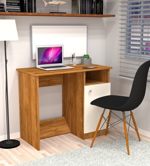 Nero Multipurpose, Computer Desk for Home/Office, Writing Table, Sturdy Small Desks for Small Spaces in Highland Pine & Plateau Apple Finish