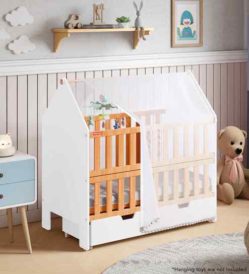 Nest Baby Crib with Mattress In White Finish