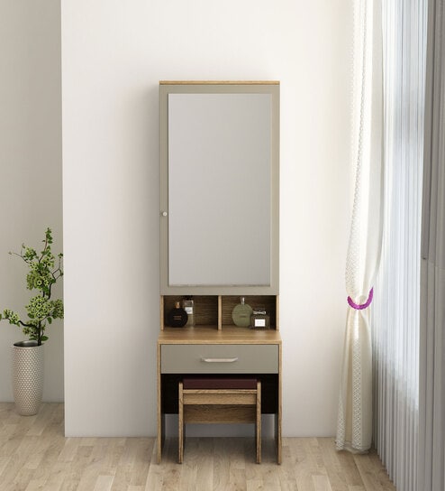 Nester Dressing Unit With Stool In Sebastian Oak & Melamine Finish