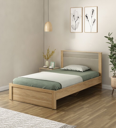 Nester Single Bed Without Storage In Sebastian Oak & Melamine Finish