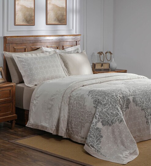 Neutral Abstract 145 TC Cotton Duvet Cover With 2 Pillow Case