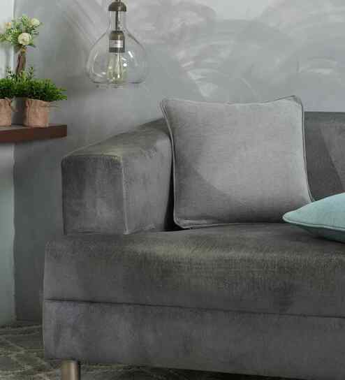 Neutral Cotton Polyester Solid 16x16 inches Square Cushion Cover