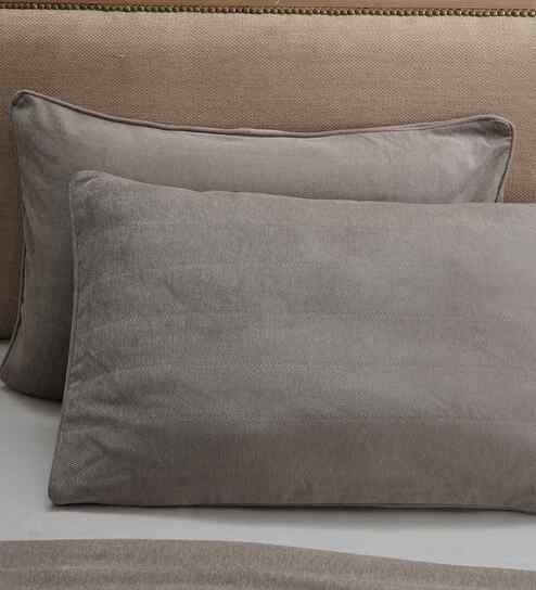 Neutral Solid 325 TC Cotton Polyester 2 Pillow Sham Set