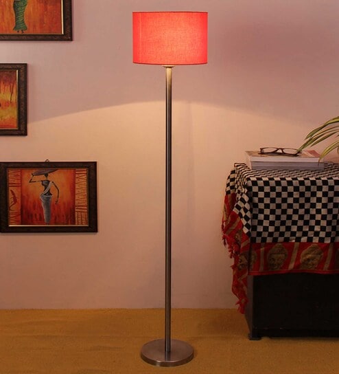 New Era Orange Cotton Drum Designer Steel Floor Lamp For Home Decor by New Era-picture-11