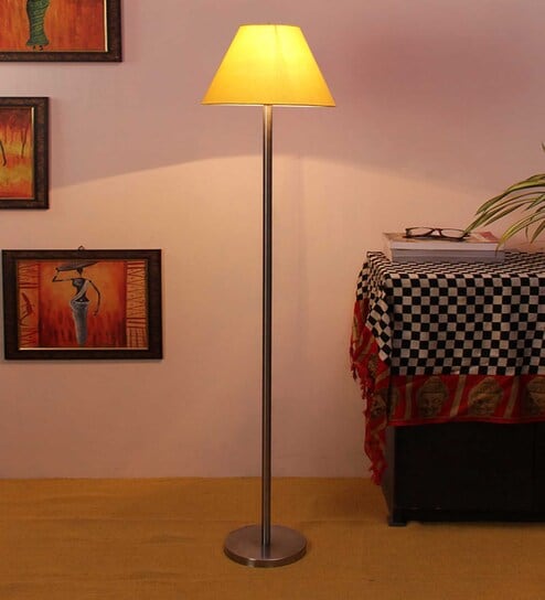 New Era  Yellow Cotton Conical  Designer Steel Floor Lamp For Home Decor