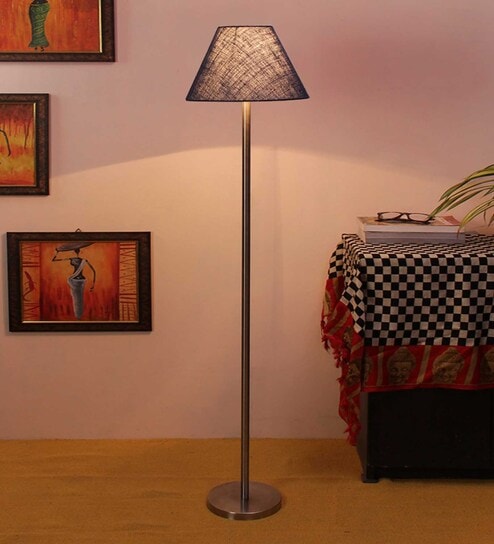 New Era Blue Jute  Conical  Designer Steel Floor Lamp For Home Decor by New Era