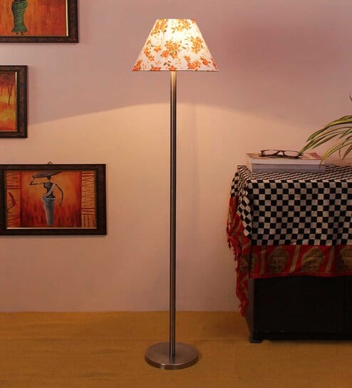 Mountwill Multicolour Cottan Fabric Shade Club Floor Lamp With Steel Base By New Era