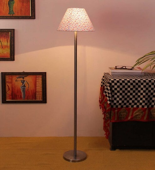 New Era Multicolor Cotton Conical  Designer Steel Floor Lamp For Home Decor