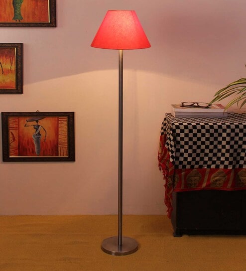 New Era Orange Cotton Conical  Designer Steel Floor Lamp For Home Decor by New Era