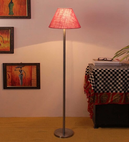 New Era Pink Jute Conical Designer Steel Floor Lamp For Home Decor by New Era-picture-16
