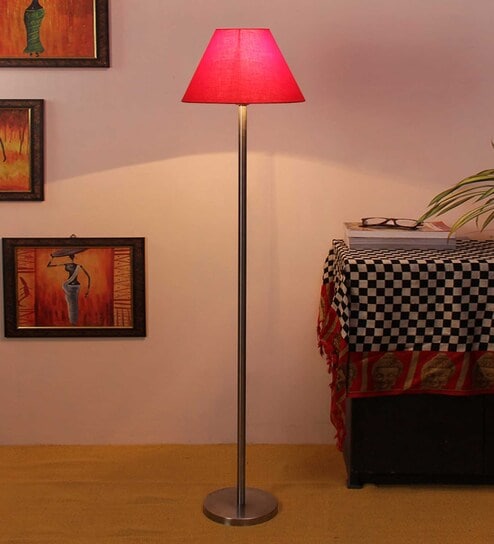 New Era Red Cotton Conical  Designer Steel Floor Lamp For Home Decor by New Era