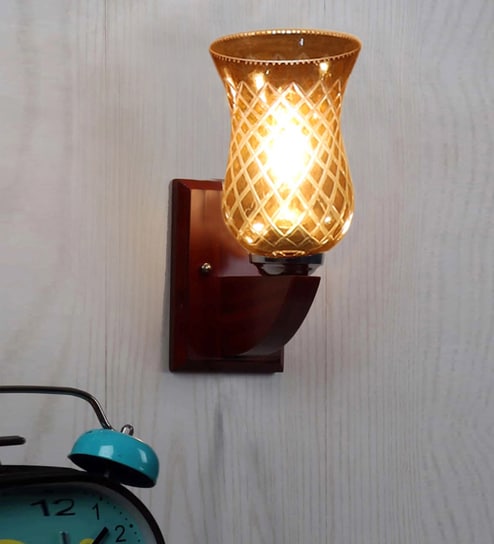 Brown Wooden Wall Lamp