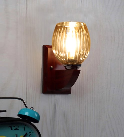 Brown Wooden Wall Lamp