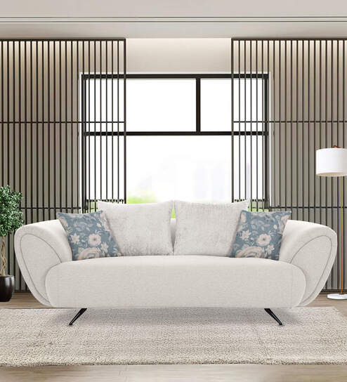 New Jersey Boucle Fabric 3 Seater Sofa in Ivory Colour
