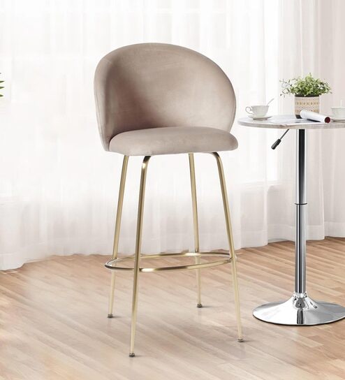 Nexses Velvet Bar Chair In Beige Colour