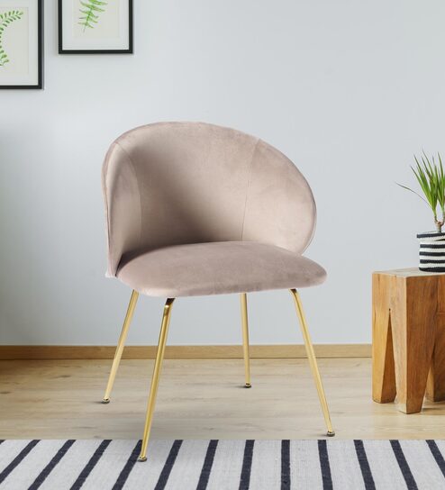 Nexses Velvet Dining Chair In Beige Colour