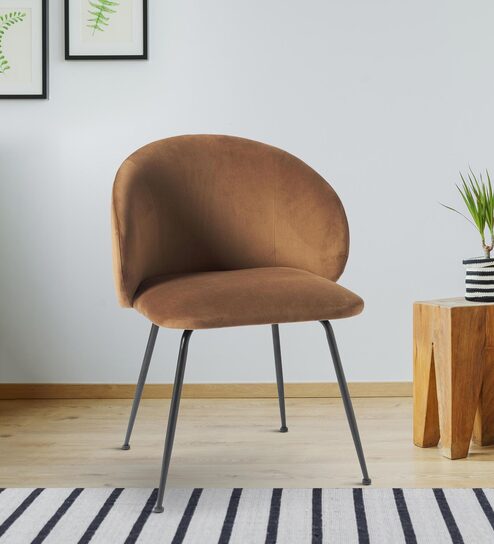 Nexses Velvet Dining Chair In Brown Colour