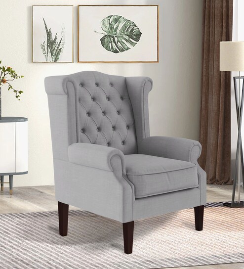 Buy Neyub Fabric Wing Chair In Cosmic Beige Colour at 37% OFF by ...