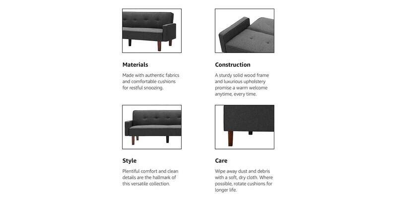 Buy Nebia Fabric Convertible Sofa Cum Bed in Charcoal Grey Colour ...