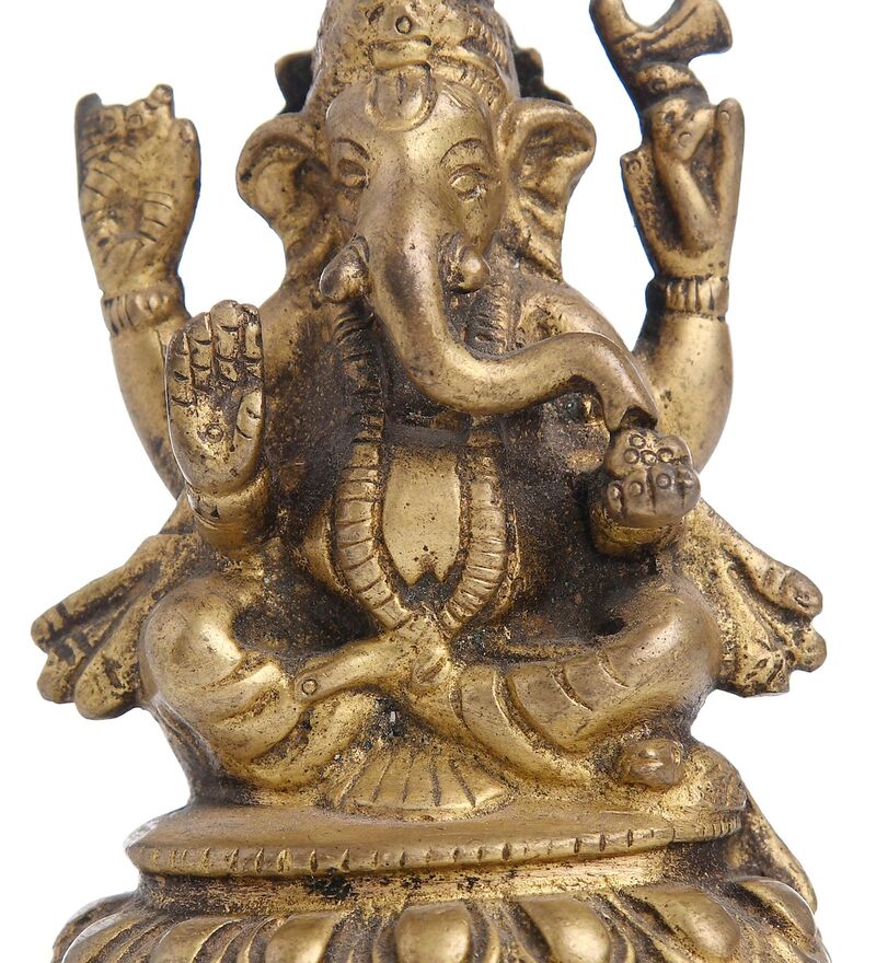 Buy Nepali Ganesh Small Golden Brass Religious Idol by Imli Street ...